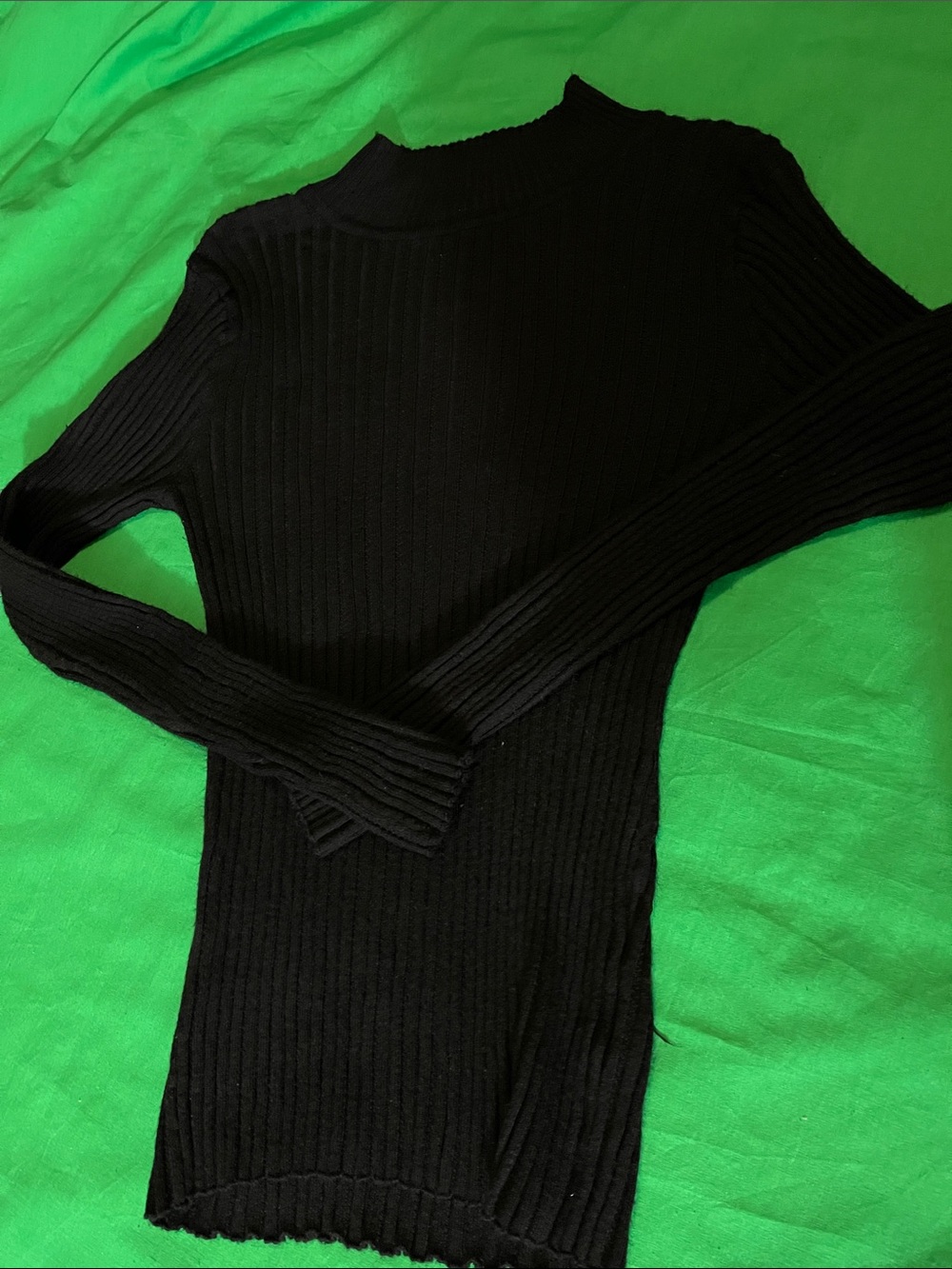 SO Black Ribbed Mock Neck Sweater
